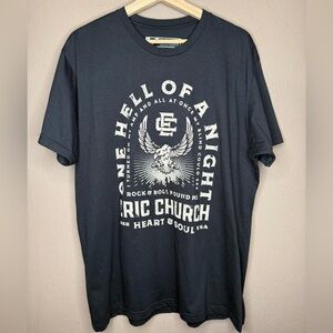 Eric Church One Hell of A Night, Heart & Soul Tour Black Graphic Band T Men's XL
